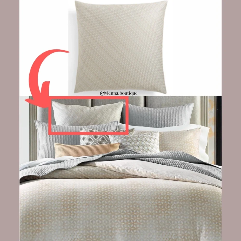 NIB Hotel Collection Bedford Geo Embroidered (1)‎ Euro Pillow Sham